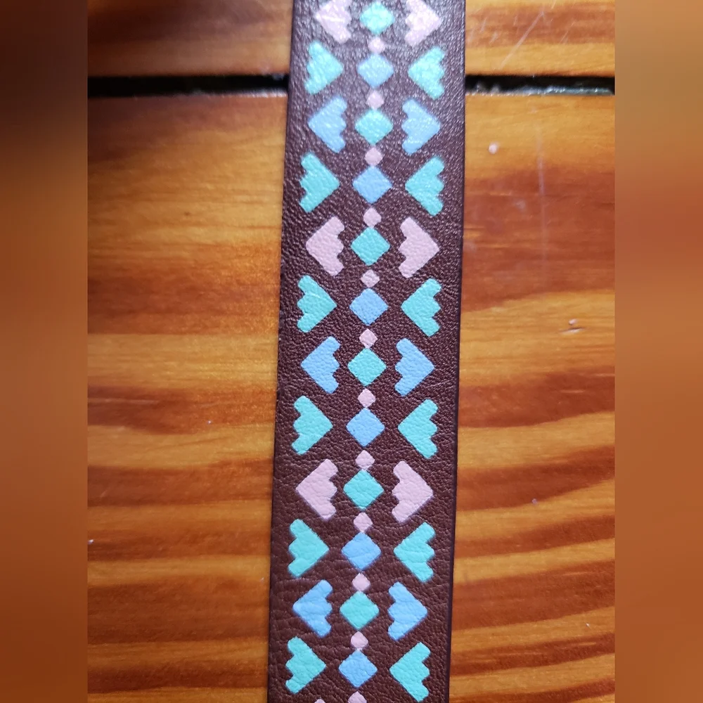 Kids Girls Brown Faux Leather Pastel Tribal Pattern Belt 5 5T 6 6X